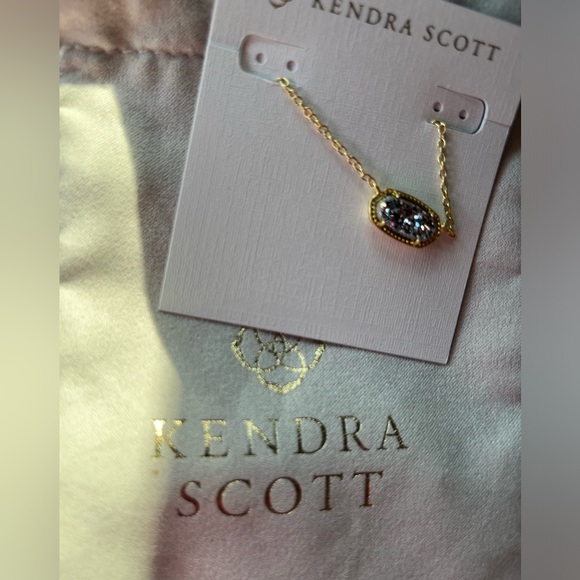 Kendra Scott Elisa necklace silver drusy gold chain - Picture 3 of 3